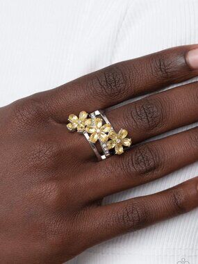 Paparazzi Jewelry Accessories - Posh Petals - Yellow Ring - Vintage